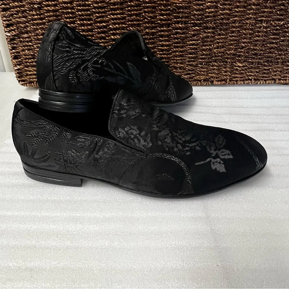 Aldo Men’s Goolsby Brocade Floral Black Textile Loafers Size 11 Dress Shoes